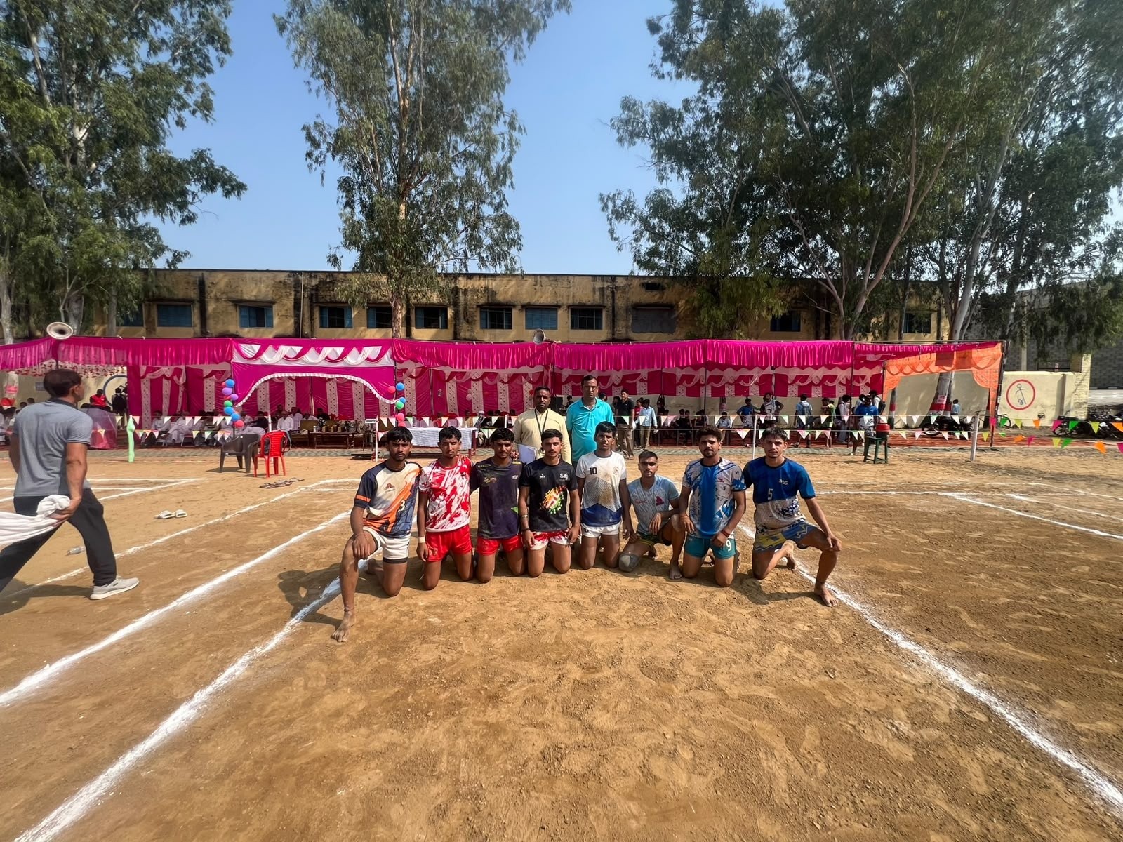 Players together on the sports field